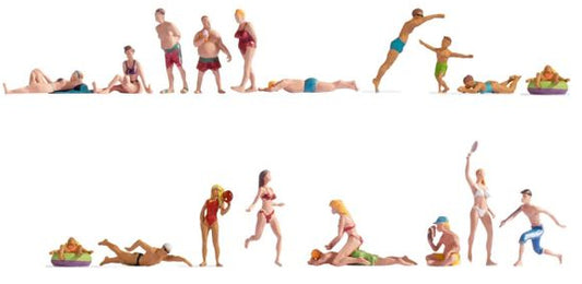 N16117 HO Scale Bathing (18) XL Figure Set