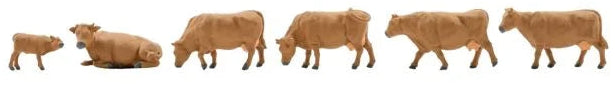 N45734 TT Scale Brown Cows Figure Set