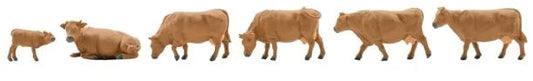 N45734 TT Scale Brown Cows Figure Set