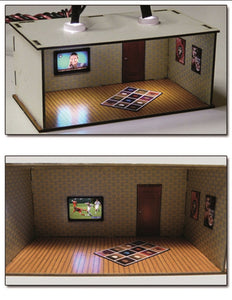 2 pcs Illuminated Rooms w/flat screen TVs News & Sports (H0/00 kit)