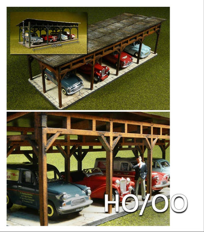 Laser-Cut 4 Car Shed Kit H0/00