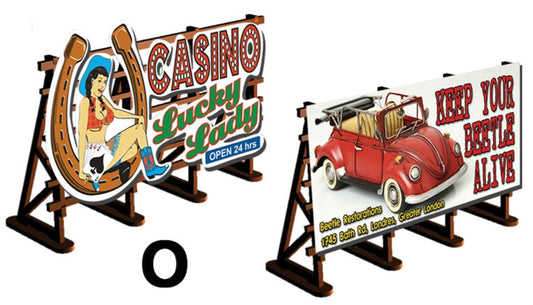 O Scale 2 X Billboards No: 1 Lucky Lady + Beetle