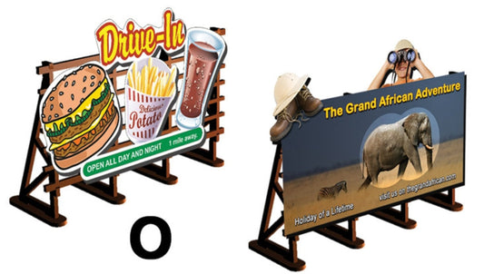 O Scale 2 X Billboards No: 4 Drive-In + Safari