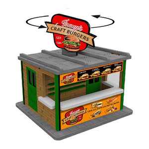 O Scale Jimmy's Burger Booth w/Rotating Banner and Illumination