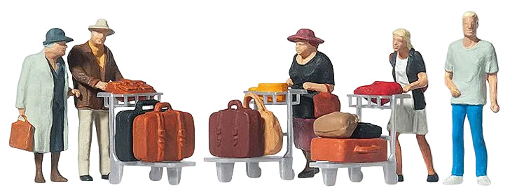 PR10459 Travellers (5) with Luggage Trolleys Exclusive Figure Set