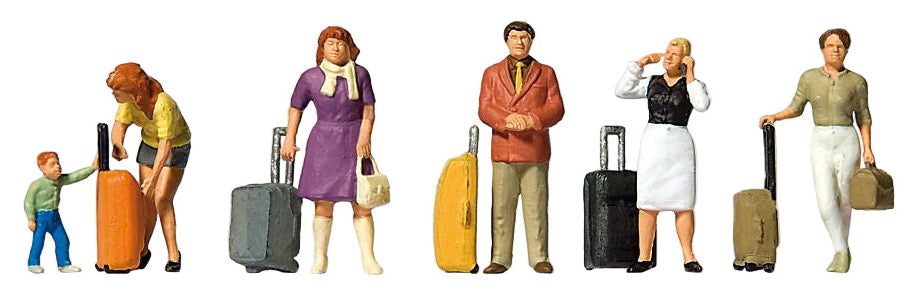Standing with Wheeled Suitcases (6) Exclusive Figure Set