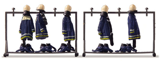 PR17719 Fireman's Blue Uniforms (5) on Racks (2)