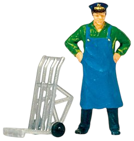 PR28125 Porter Standing with Luggage Cart Figure