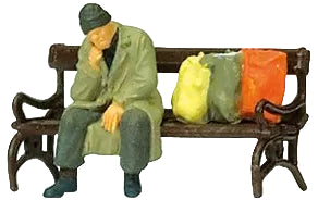 Homeless Man on Bench Figure
