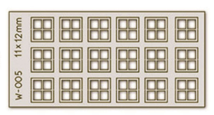 18 pcs 11X12mm 4 Pane Laser-Cut Windows H0/00