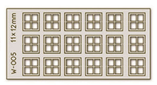 18 pcs 11X12mm 4 Pane Laser-Cut Windows H0/00