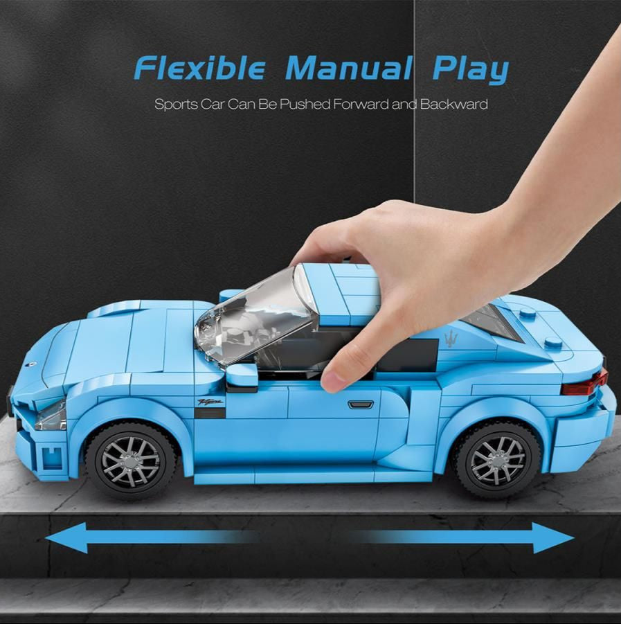Maserati Sky Blue Sports Car 384pc Construction Set