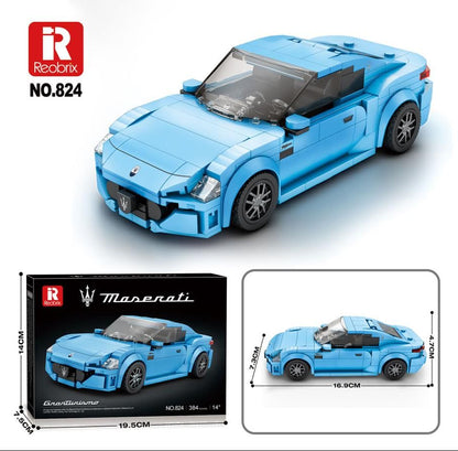 Maserati Sky Blue Sports Car 384pc Construction Set