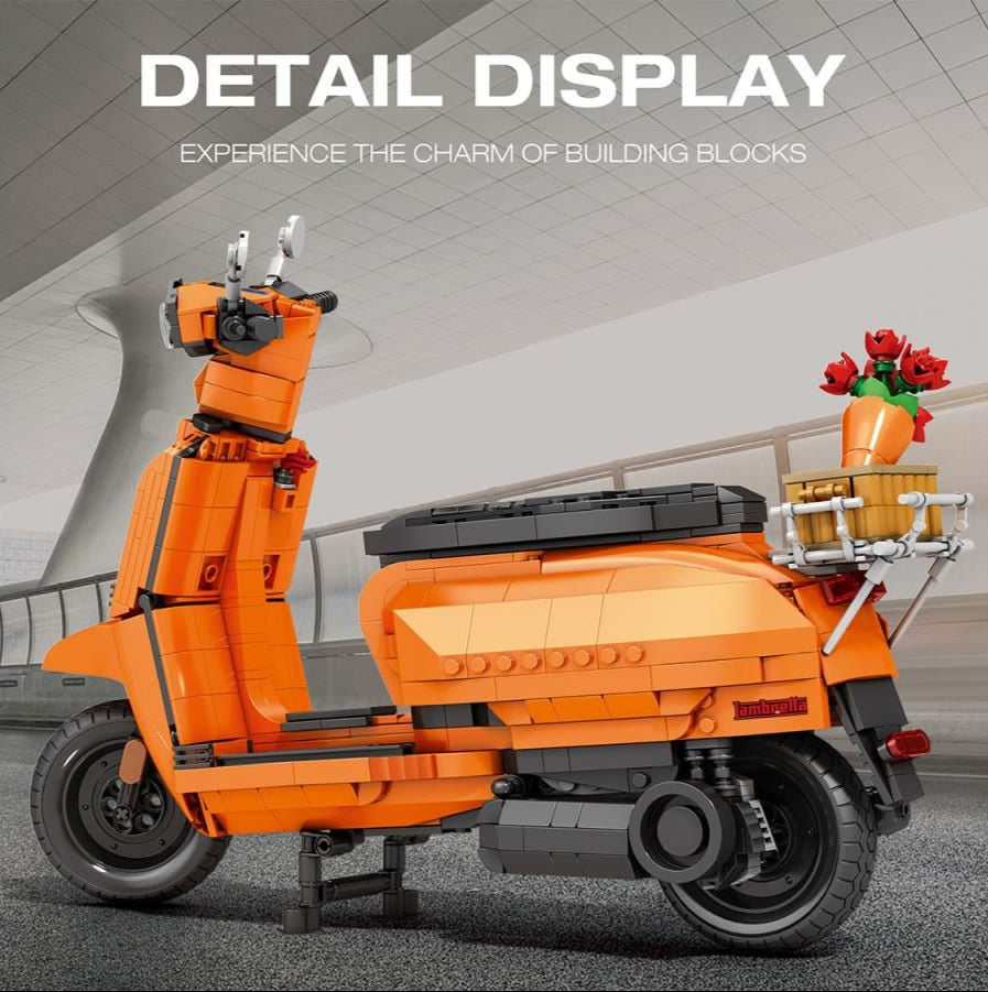 Lambretta Scooter Orange 1169pc Construction Set