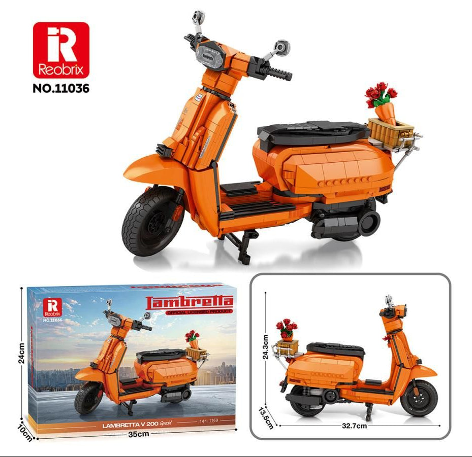Lambretta Scooter Orange 1169pc Construction Set