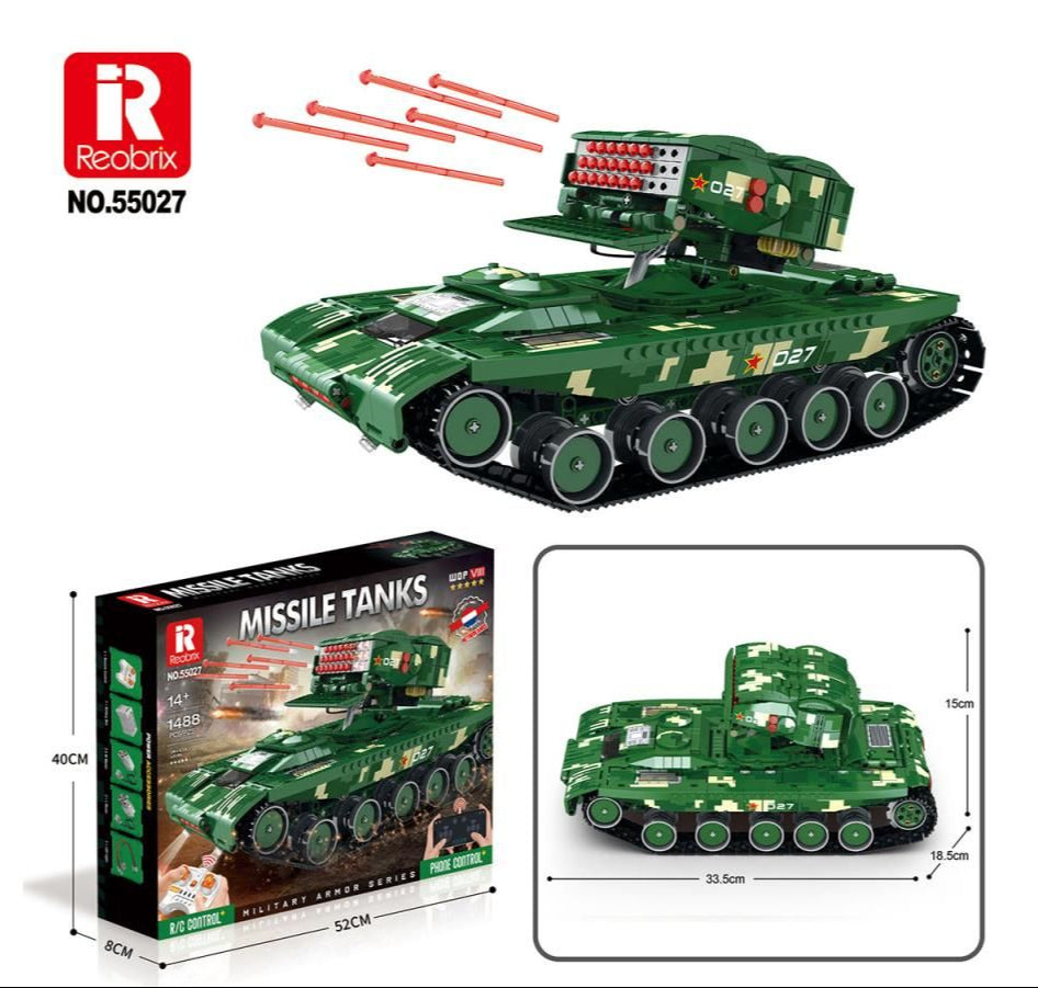 RC Missile Firing Tank 1488pc Construction Set