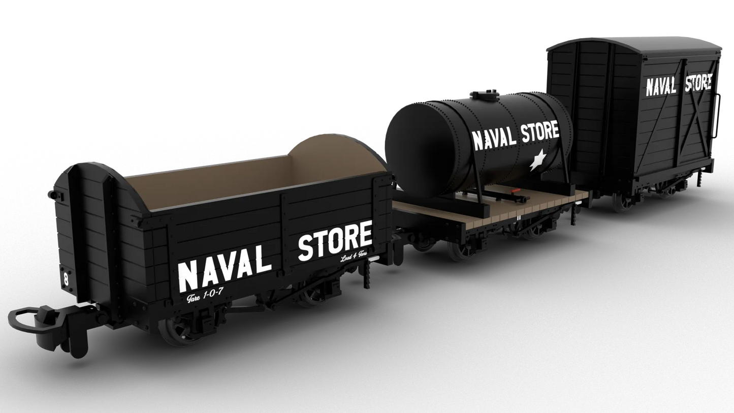 990983 Naval Store Wagons No.8, 11 & 17 Triple Pack