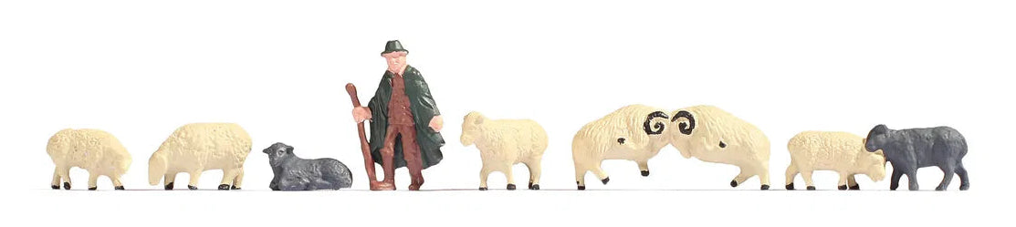 Shepherd and Sheep (8) Hobby Figure Set