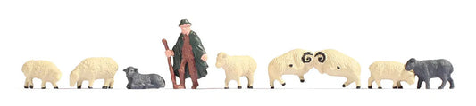 Shepherd and Sheep (8) Hobby Figure Set