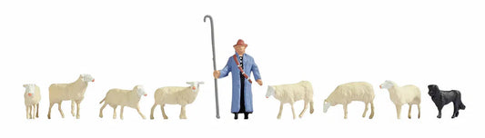 Shepherd (1) Sheep (7) & Sheepdog (1) Figure Set
