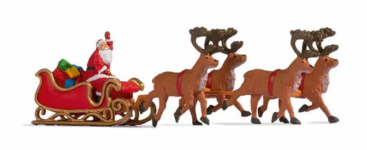 Santa Claus with Reindeer Hauled Sleigh Figure Set