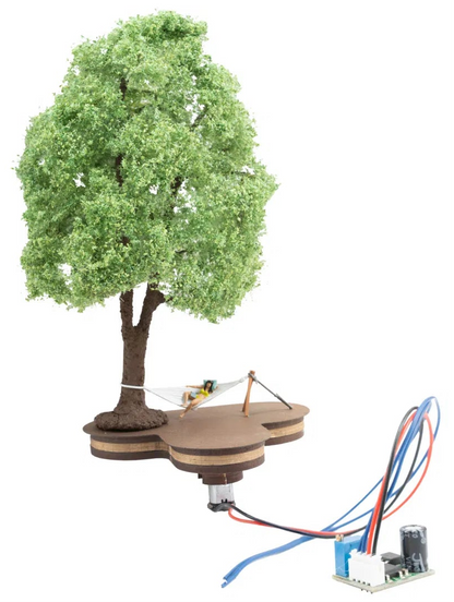 N21773 Micro-Motion 16cm Tree with Sleeping Woman on Hammock