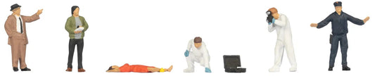 N15071 Crime Scene Police (5) & Corpse (1) Figure Set