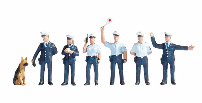 Figures - German Police (6) Blue Uniform and Dog Figure Set