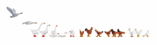 Chickens (9) and Geese (8) Figure Set