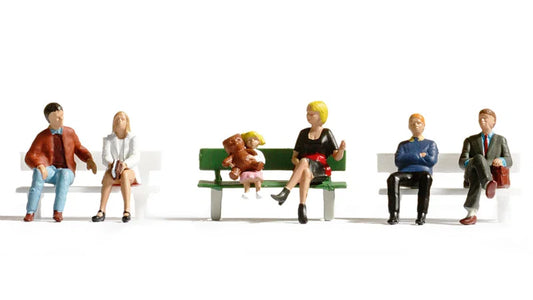 N36530 N Seated People (6) and Bench Figure Set