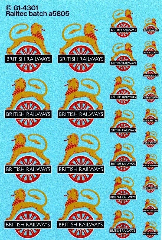 BR Early Crest Lion & Wheel Totem: L&R Facing (3 Sizes) Transfer