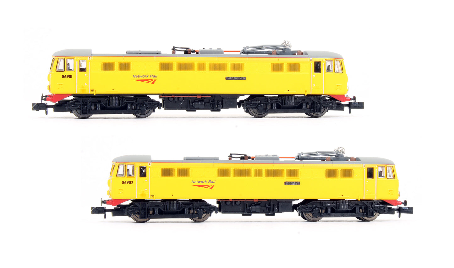 Pre-Owned Class 86 Twin Pack Network Rail Yellow (1 Powered Locomotive + 1 Dummy Locomotive)