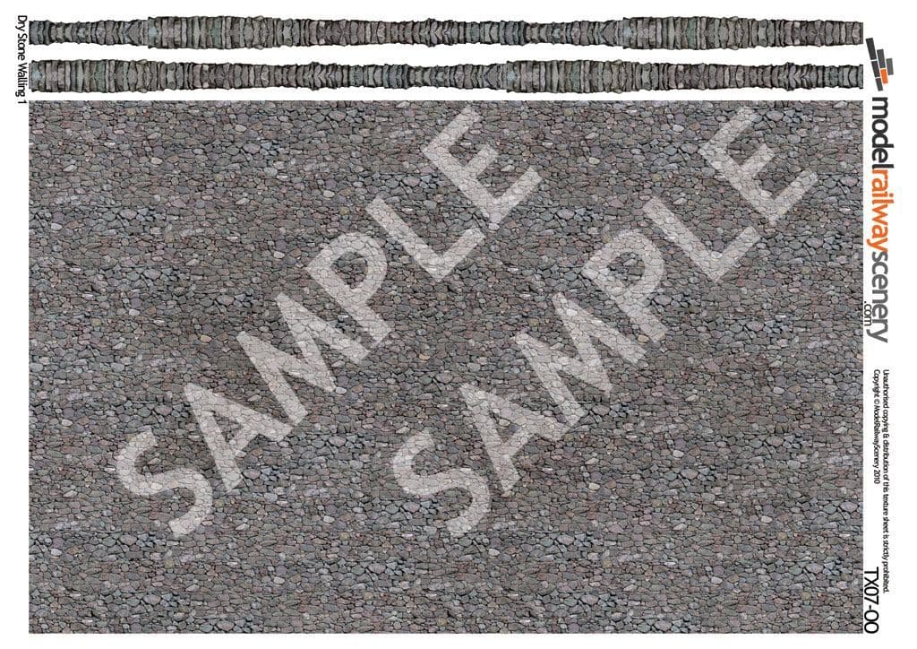 OO/HO Dry Stone Wall Texture Paper (x5)