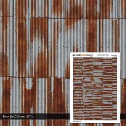OO/HO Rusty Corrugated Iron Texture Paper (x5)