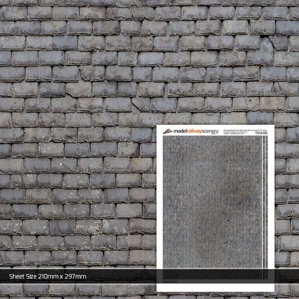 OO/HO Weathered Slate Roofing Texture Paper (x5)