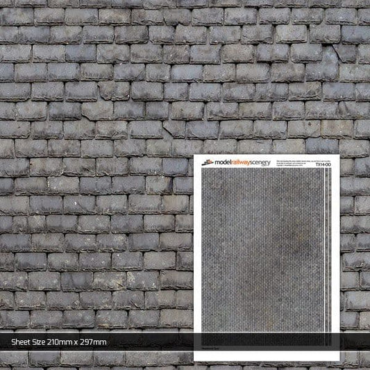 OO/HO Weathered Slate Roofing Texture Paper (x5)