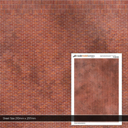 OO/HO Victorian Weathered Red Brick Texture Paper (x5)