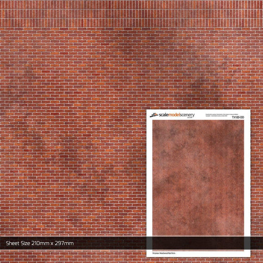 OO/HO Victorian Weathered Red Brick Texture Paper (x5)
