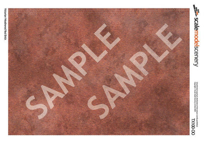 OO/HO Victorian Weathered Red Brick Texture Paper (x5)