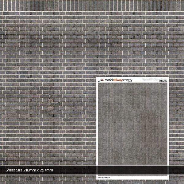 OO/HO English Bond Blue Engineering Brick Texture Paper (x5)