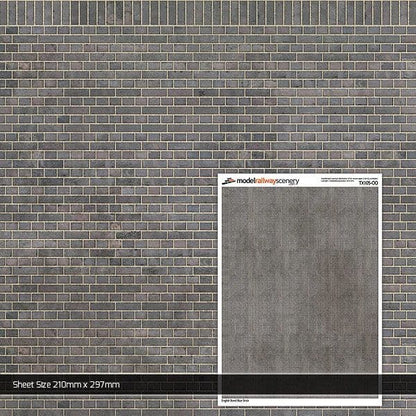 OO/HO English Bond Blue Engineering Brick Texture Paper (x5)