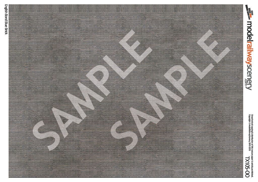 OO/HO English Bond Blue Engineering Brick Texture Paper (x5)