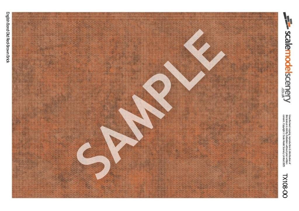 OO/HO Old Red Brown Brick Texture Paper (x5)