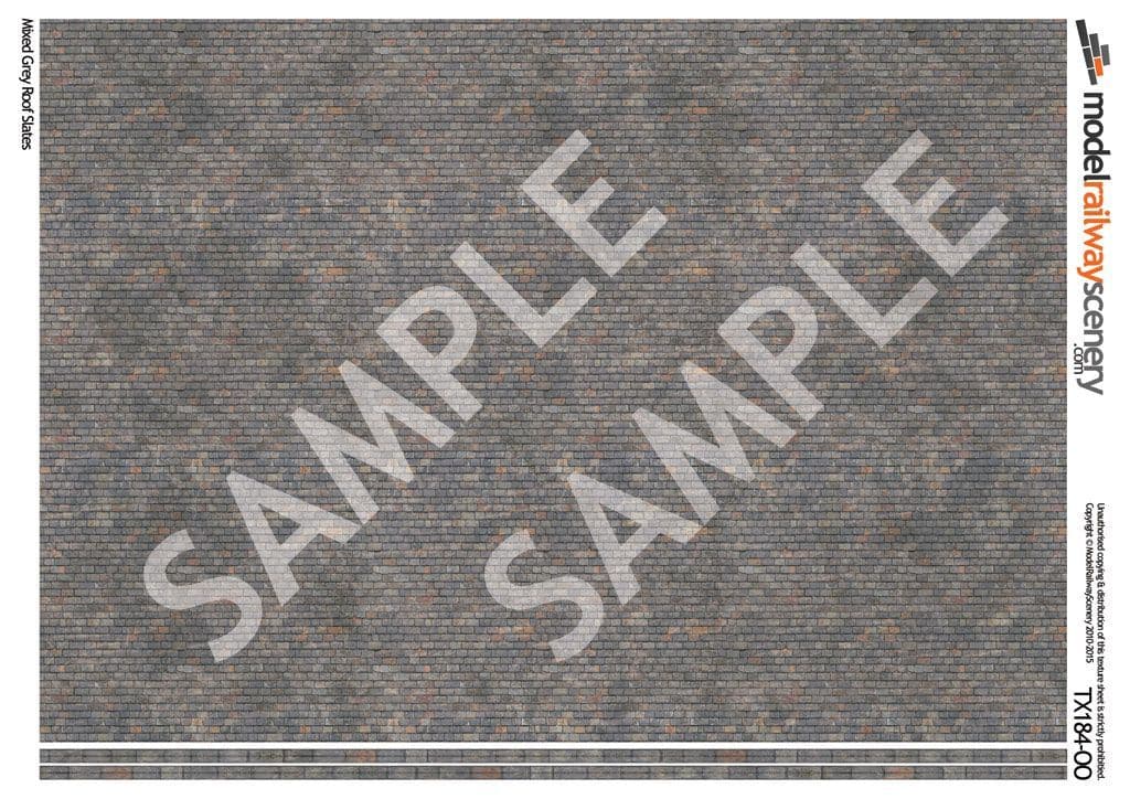 OO/HO Mixed Grey Roof Slates Texture Paper (x5)