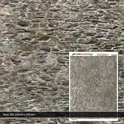 TX220 OO/HO Old Stone Wall Texture Paper (x5)