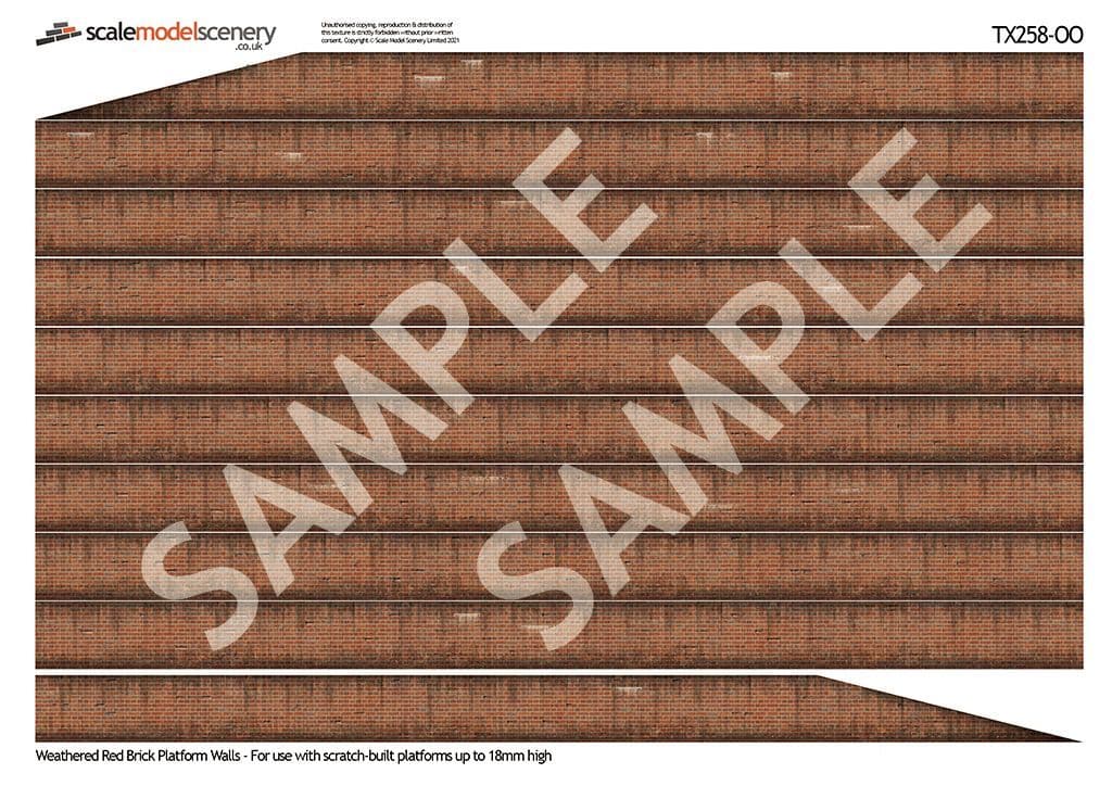 OO/HO English Bond Weathered Red Brick Platform Wall Wraps