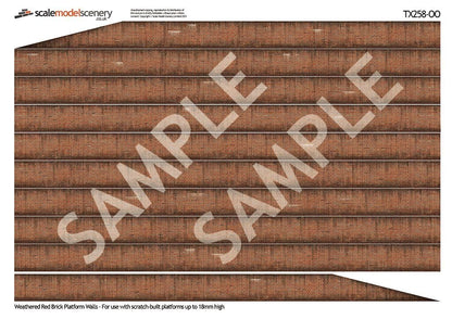 OO/HO English Bond Weathered Red Brick Platform Wall Wraps