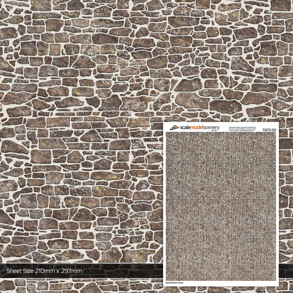 OO/HO Pointed Brown Stone Texture Paper (x5)