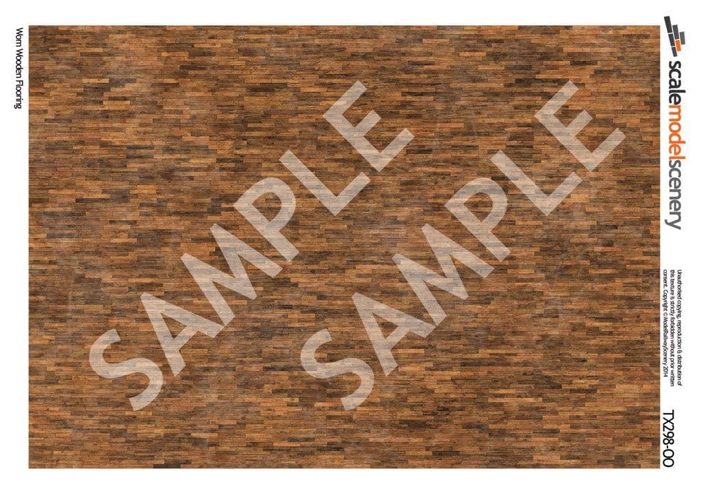 OO/HO Worn Wooden Flooring Texture Paper (x5)