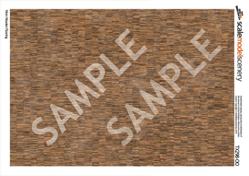 OO/HO Worn Wooden Flooring Texture Paper (x5)